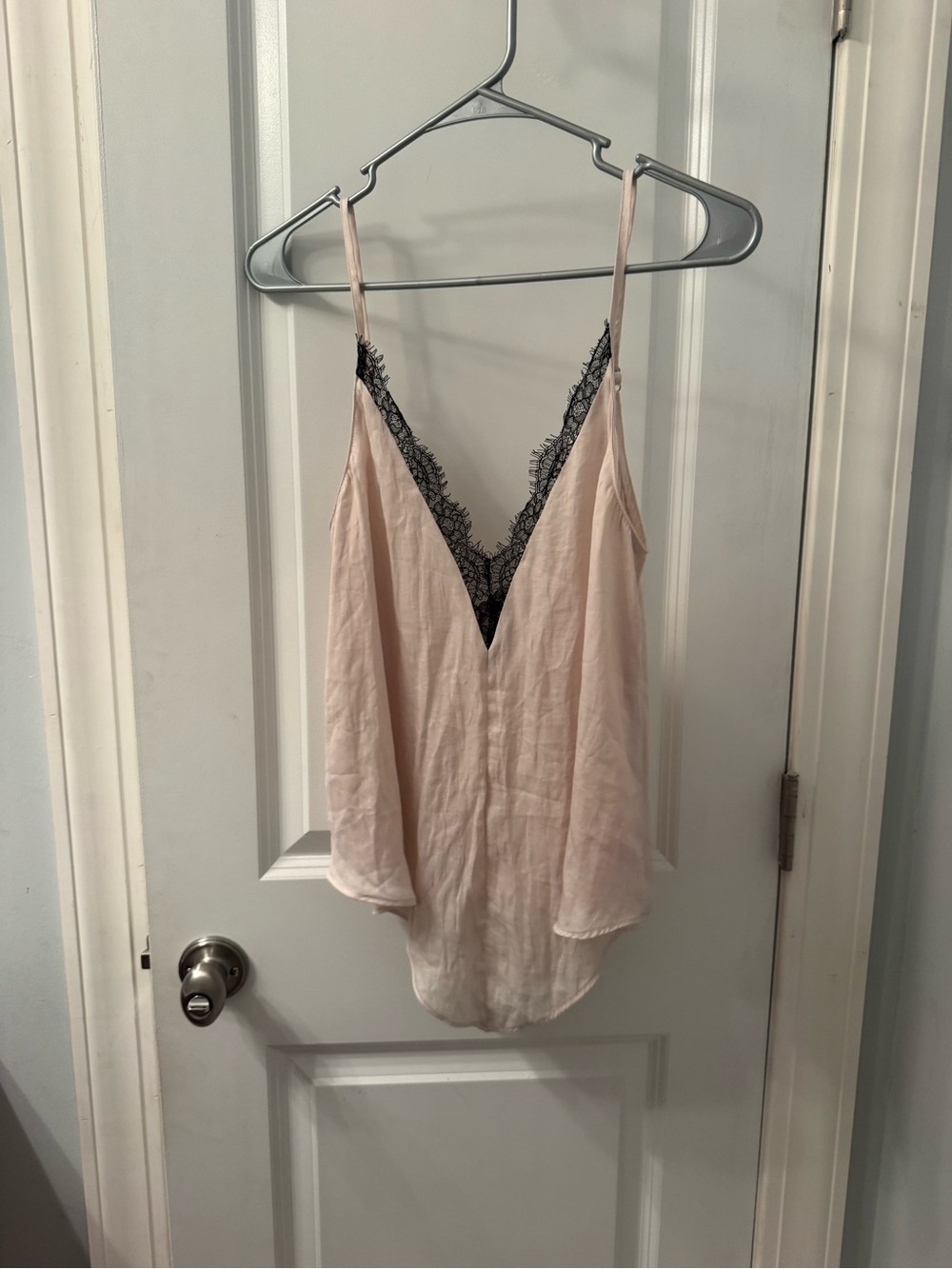 Mustard Seed Blush Pink Cami with Black Lace Accent